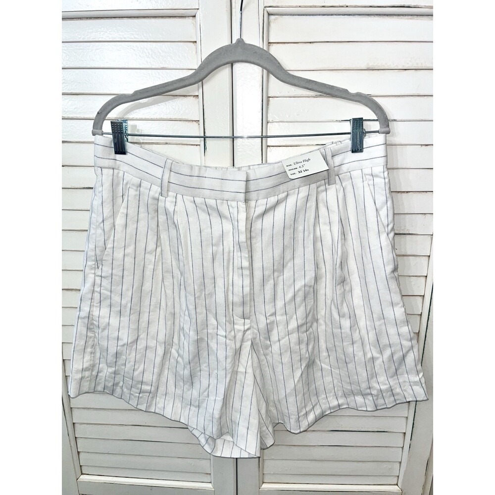NWT Abercrombie & Fitch Sloane Tailored Short Linen Blend Striped Size 32/14